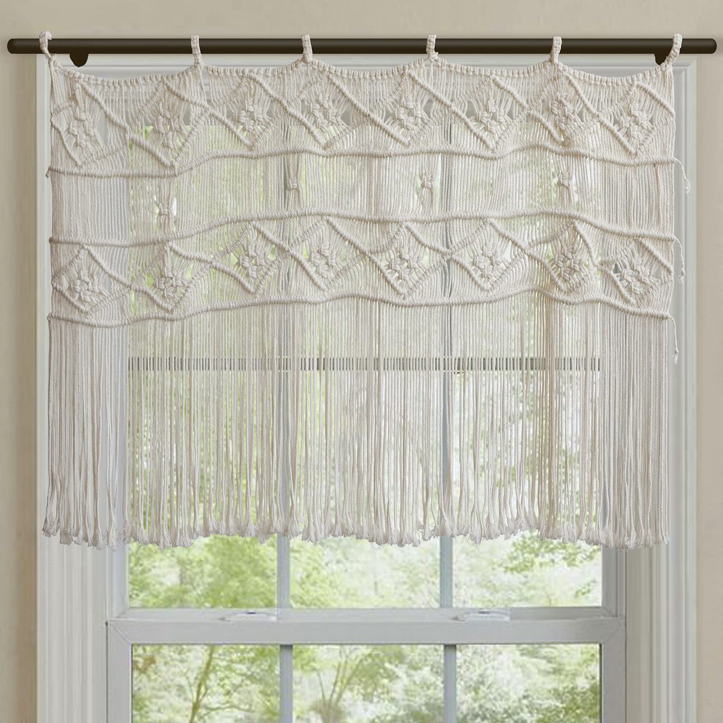 Macrame Curtains for Windows Macrame Valances Macrame Wall Decor Handmade Craftsmanship Boho Wall Decor (43"x25")