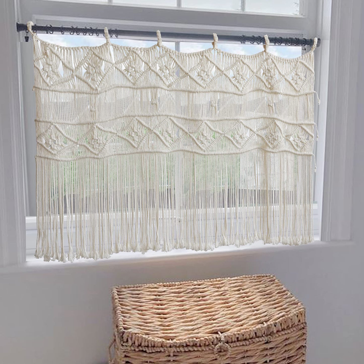 Macrame Curtains for Windows Macrame Valances Macrame Wall Decor Handmade Craftsmanship Boho Wall Decor (43"x25")
