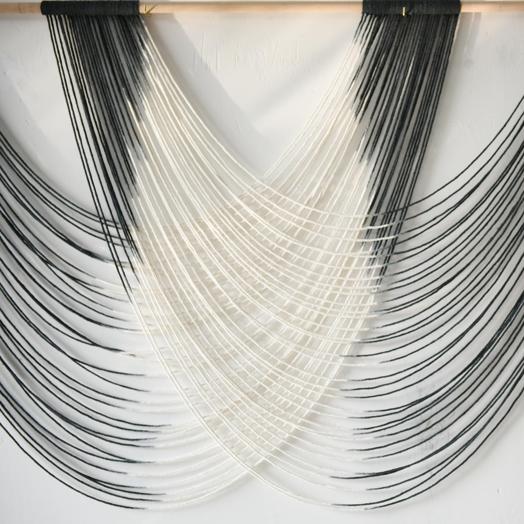 Large Macrame Wall Hanging Black Dip Dyed Fiber Wall Art Macrame Wall Decor