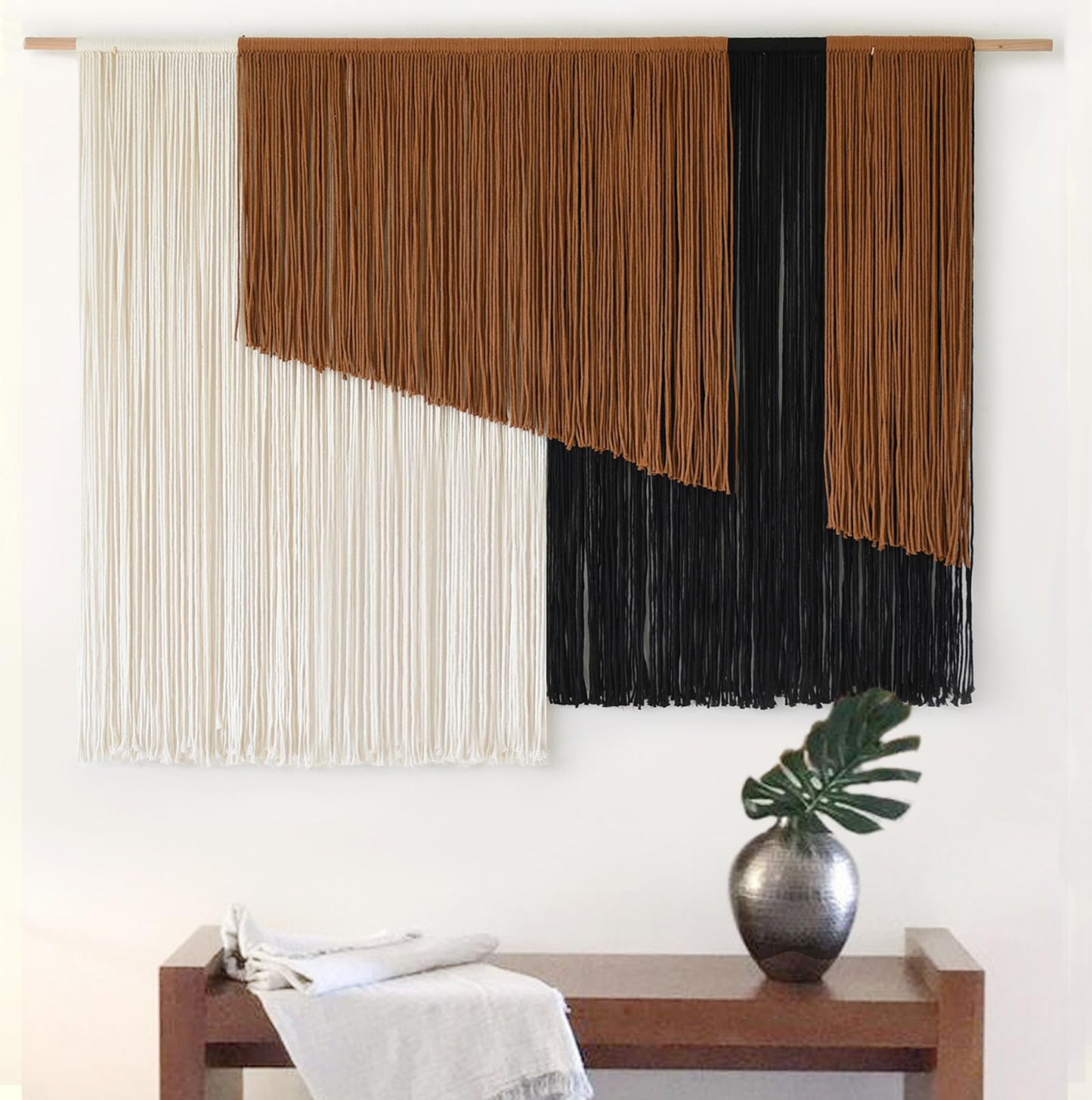 Large Macrame Wall Hanging Dip Dyed Fiber Macrame Wall Decor Boho Cord Living Room Wall Art 57" Wx43" L