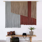 Macrame Wall Hanging Large 57" Wx43" L Fiber Wall Art Modern Yarn Boho Wall Decor For Headboard Living Room Gallery Wall Couch Bedroom Decor