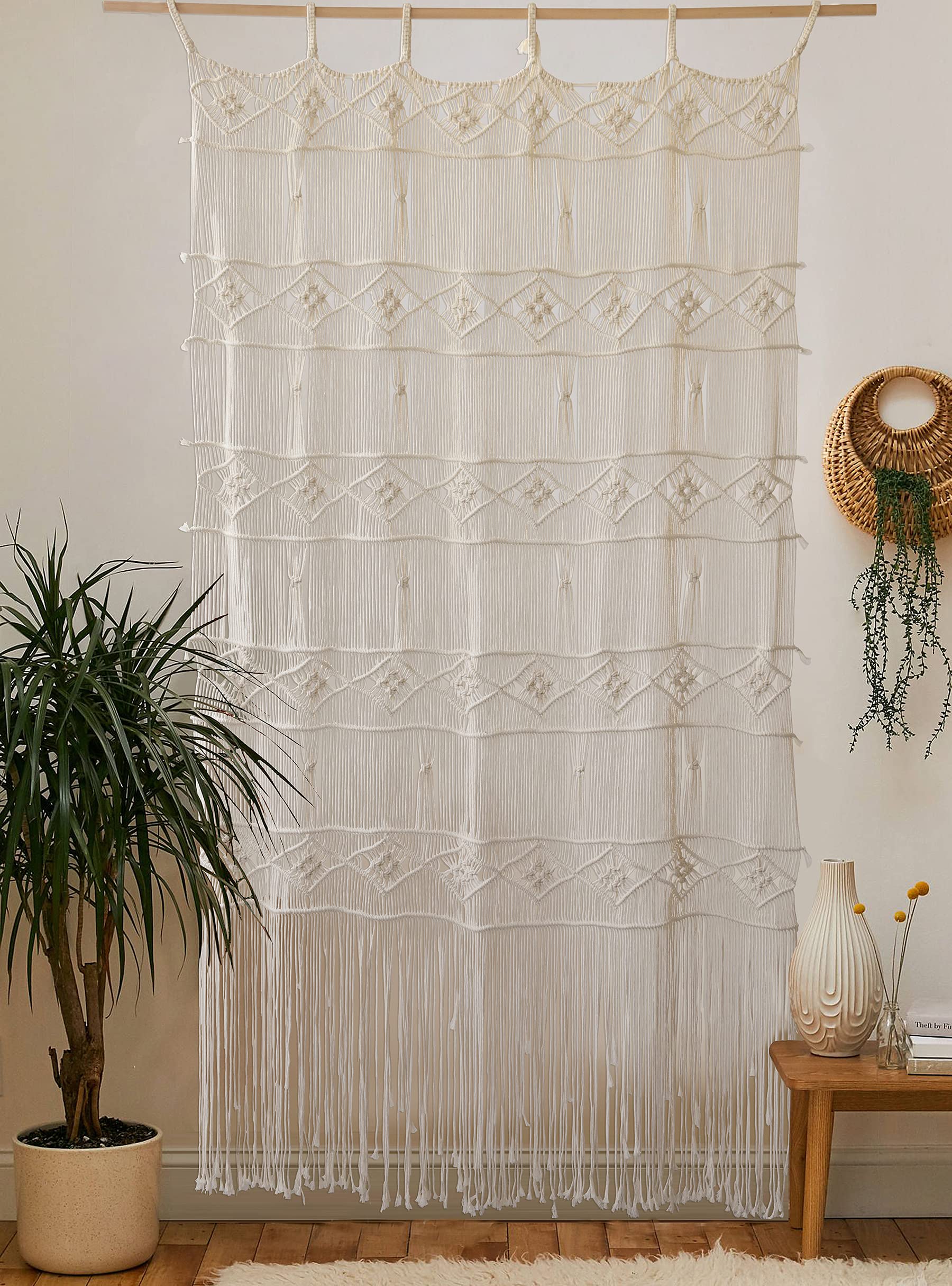 Macrame Curtains for Windows Panels Macrame Wall Hanging Doorway Curtain Craftsmanship Boho Home Wall Decor 52"x75"