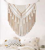 Jakalin Macrame Wall Hanging 31" Wx 39" L Brown Macrame Wall Decor Boho Panels Handmade Craftsmanship Yarn Wall Art Living Room Bedroom Home Decor