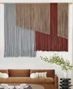 Macrame Wall Hanging Large 57" Wx43" L Fiber Wall Art Modern Yarn Boho Wall Decor For Headboard Living Room Gallery Wall Couch Bedroom Decor