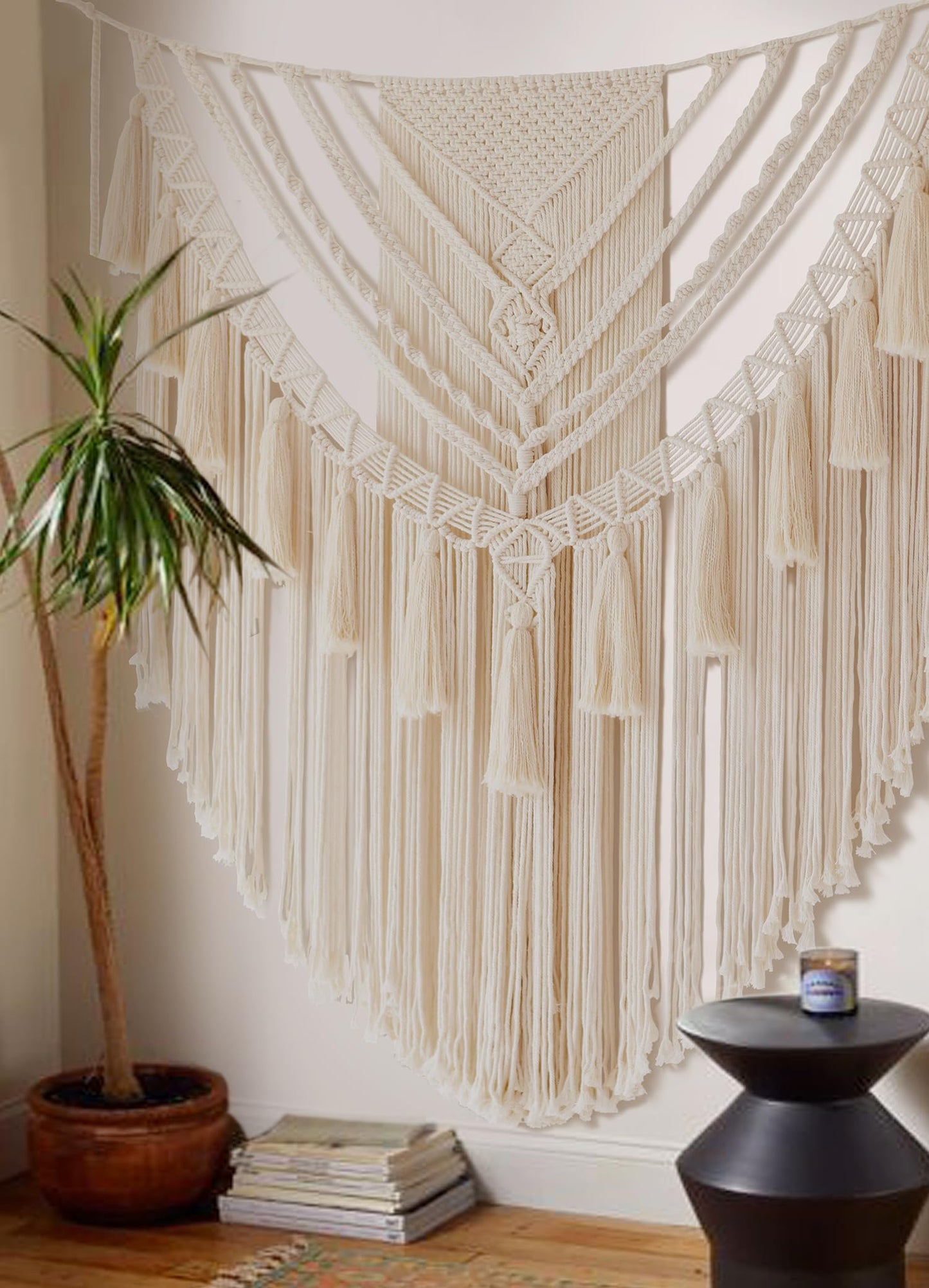 Large Macrame Wall Hanging 47" Wx 55" L Boho Wall Decor Wedding Bedroom Living Room Handmade Yarn Wall Art Craftsmanship Home Decor