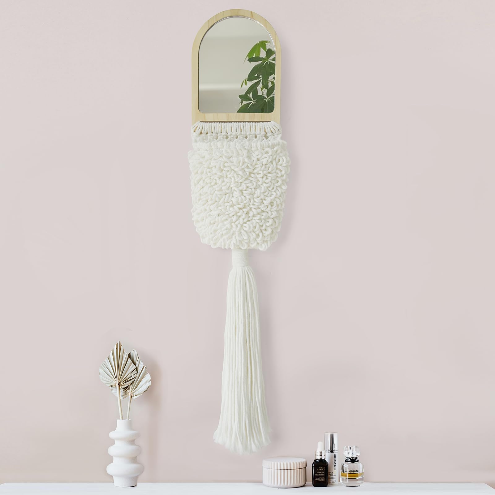 Small Mirror Door Mirror Hanging Boho Mirror Macrame Wall Art Decortive Macrame Mirror Wall Art Decortive Enterway Mirror Bathroom Mirror Handmade Christmas Wall Decor 27" L