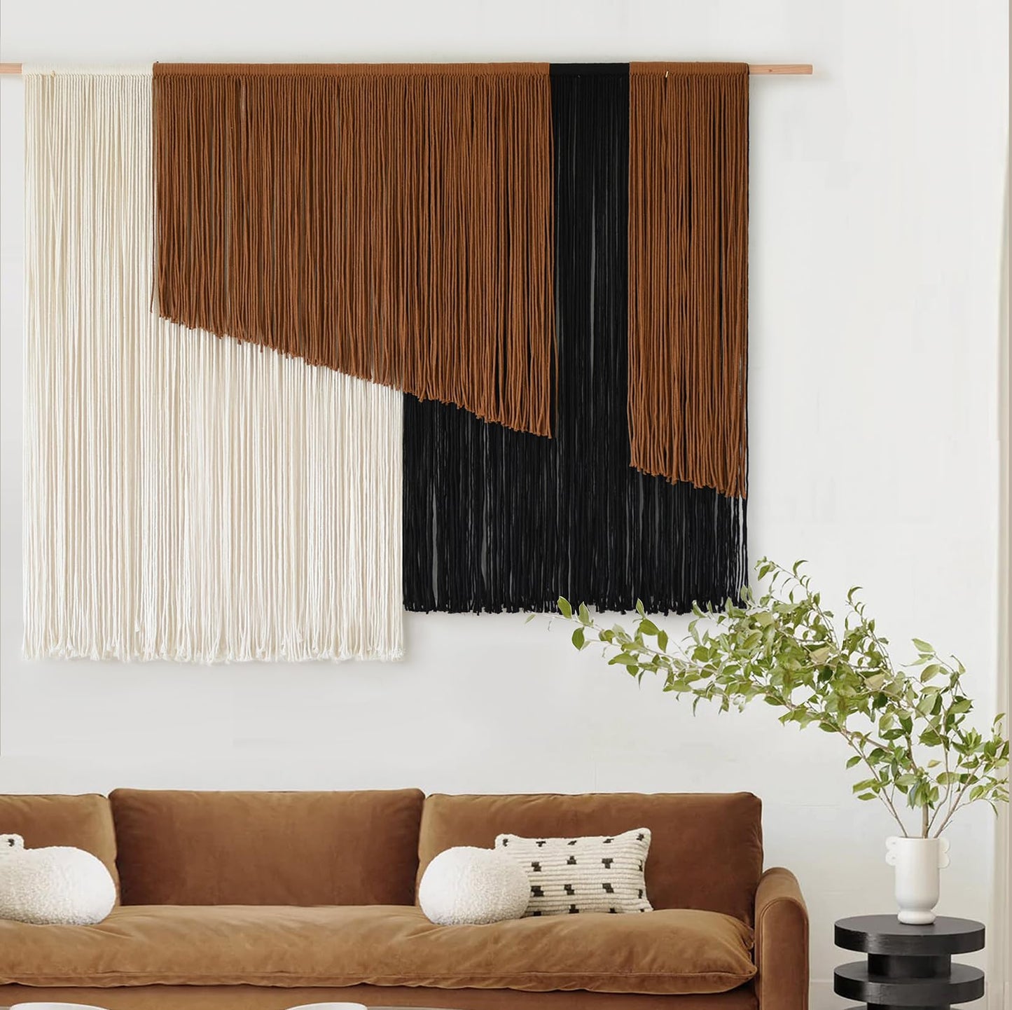 Large Macrame Wall Hanging Dip Dyed Fiber Macrame Wall Decor Boho Cord Living Room Wall Art 57" Wx43" L