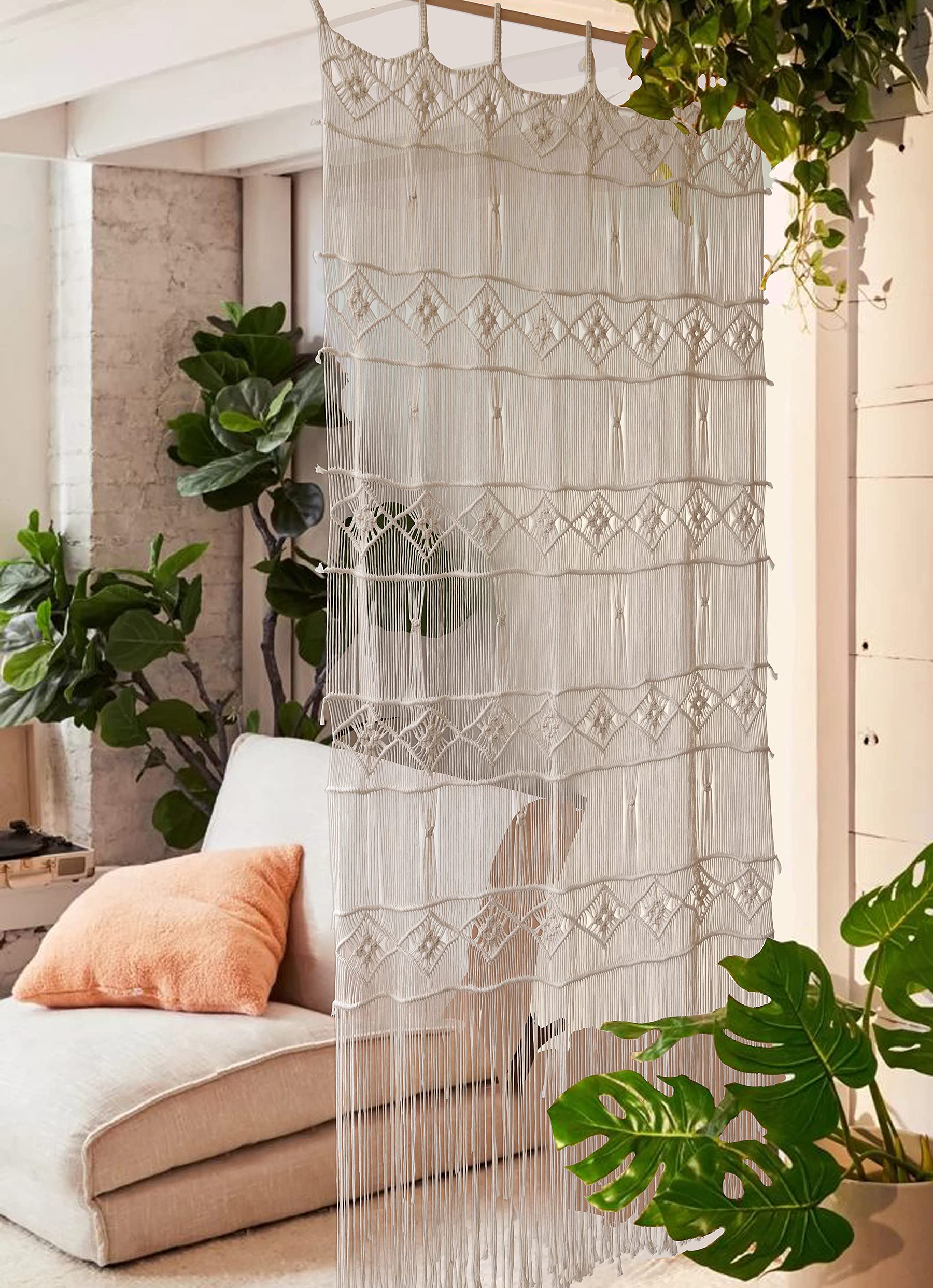 Macrame Curtains for Windows Panels Macrame Wall Hanging Doorway Curtain Craftsmanship Boho Home Wall Decor 52"x75"