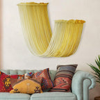 Macrame Wall Hanging Yellow Dip Dyed Yarn Macrame Wall Decor Fiber Wall Art Boho Wall Decor  Bedroom Living Room 15.7" Wx 47.2" L