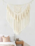 Macrame Wall Hanging 31" Wx 39" L Ivory Small Macrame Wall Decor Boho Handmade Yarn Wall Art Craftsmanship Home Decor Christmas