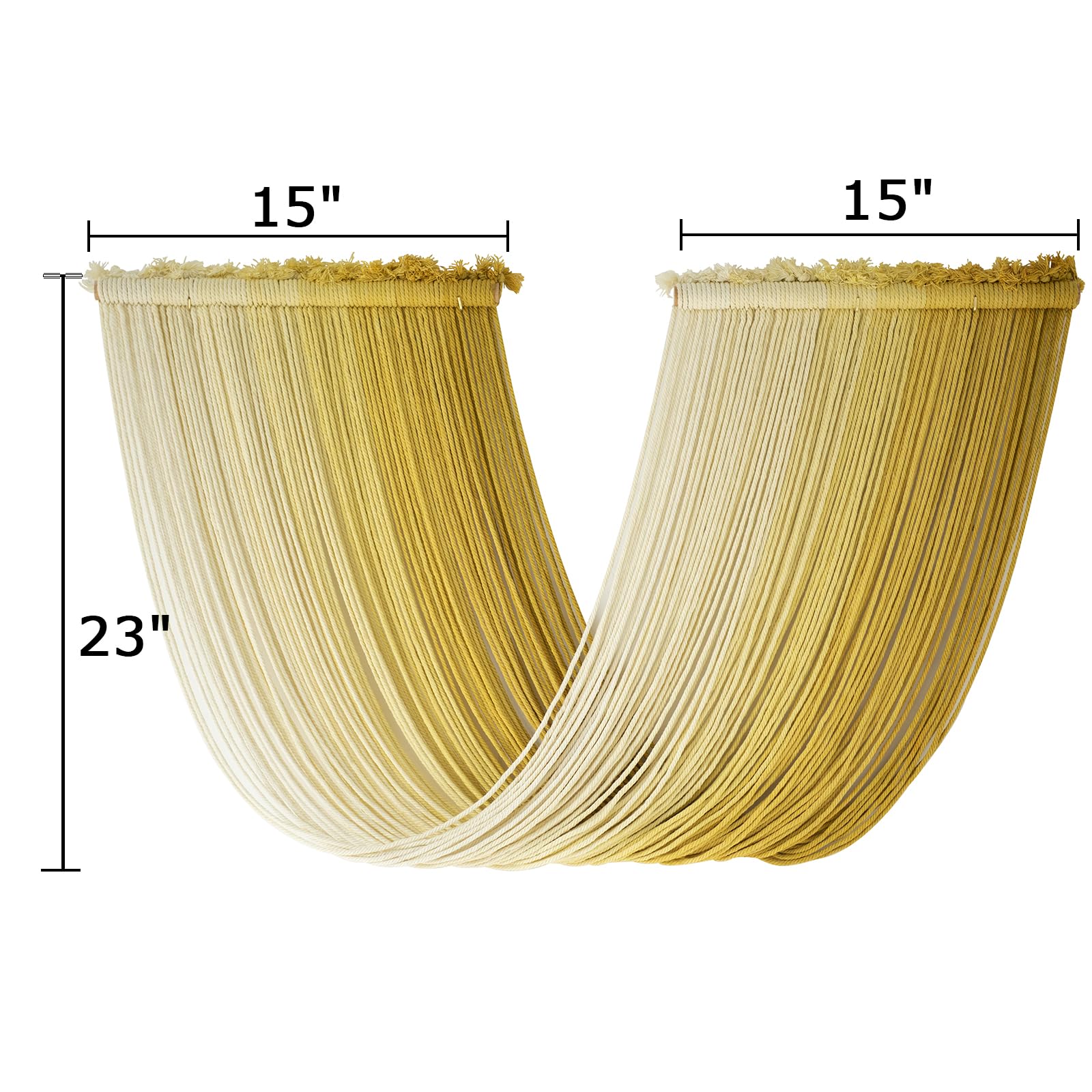 Macrame Wall Hanging Yellow Dip Dyed Yarn Macrame Wall Decor Fiber Wall Art Boho Wall Decor  Bedroom Living Room 15.7" Wx 47.2" L