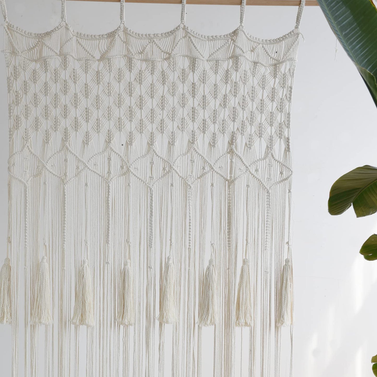 Macrame Curtain Large window Handmade curtain Wedding Backdrop White Room Boho Bedroom Wall Decor 50"x75"