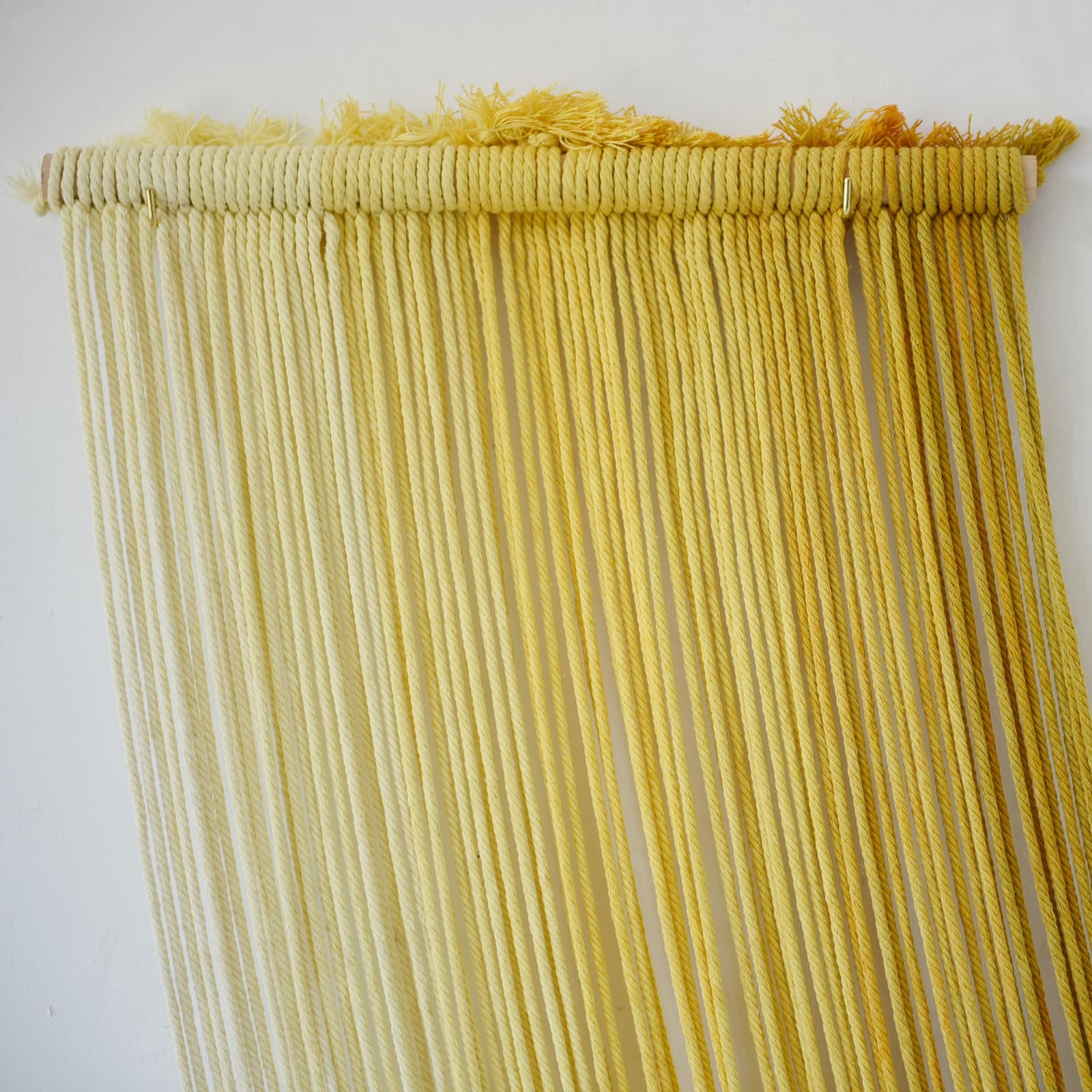 Macrame Wall Hanging Yellow Dip Dyed Yarn Macrame Wall Decor Fiber Wall Art Boho Wall Decor  Bedroom Living Room 15.7" Wx 47.2" L