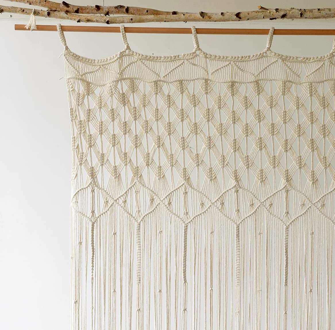 Macrame Curtain Large window Handmade curtain Wedding Backdrop White Room Boho Bedroom Wall Decor 50"x75"