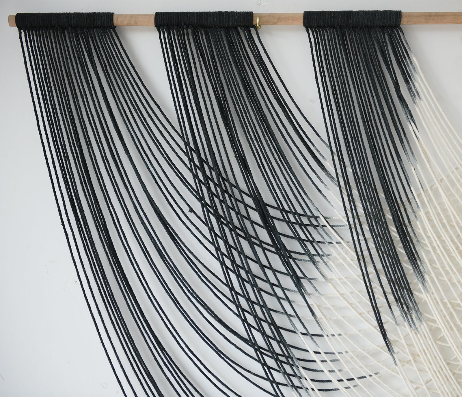 Macrame Wall Hanging Black And White Dip Dyed Large Fiber Wall Art Macrame Wall Decor Boho Bedroom Living Room Wall Decor,59" W x 33" L