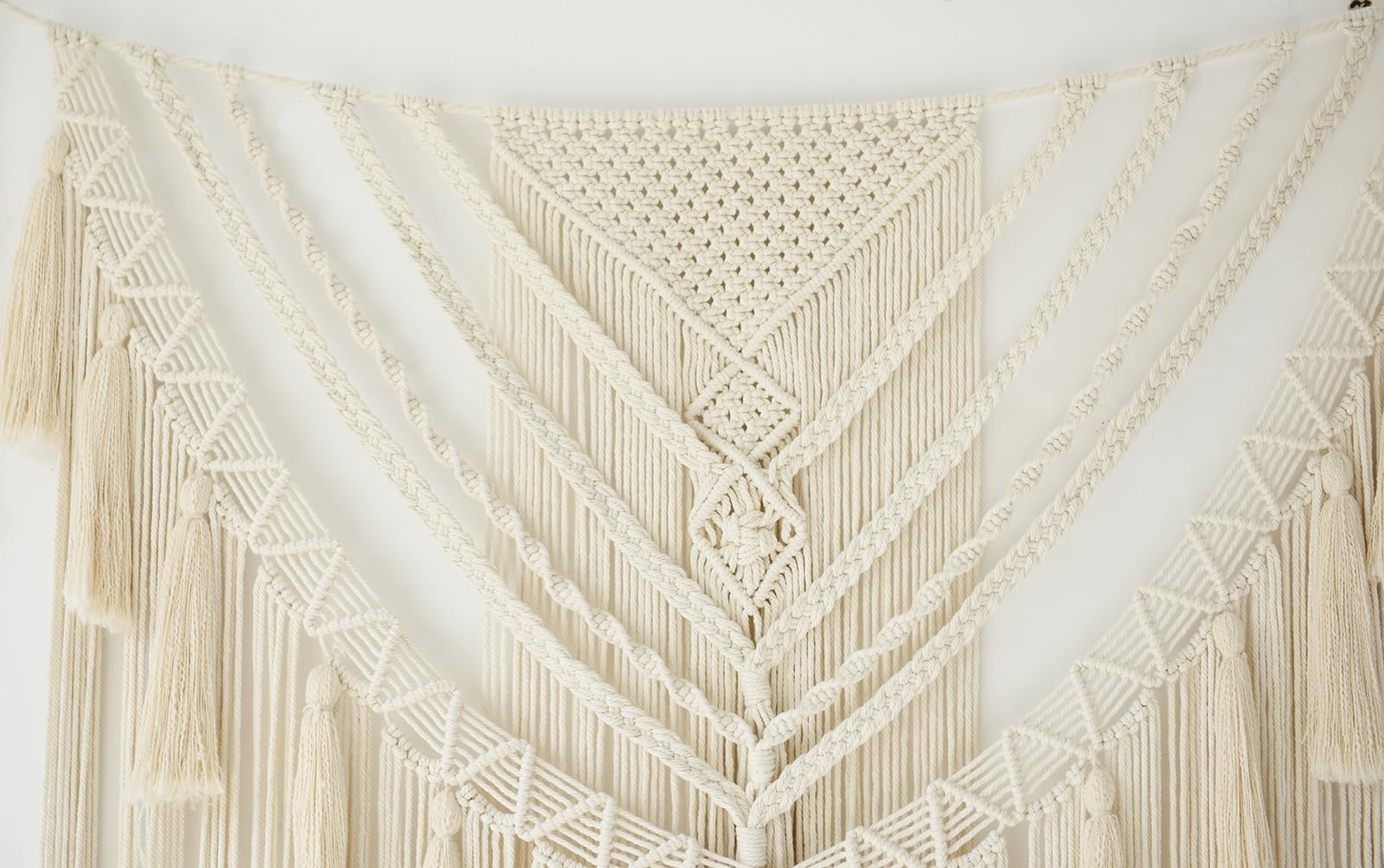 Macrame Wall Hanging 31" Wx 39" L Ivory Small Macrame Wall Decor Boho Handmade Yarn Wall Art Craftsmanship Home Decor Christmas
