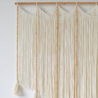Macrame Wall Hanging White Beads Boho Wall Decor for Living Room Bedroom