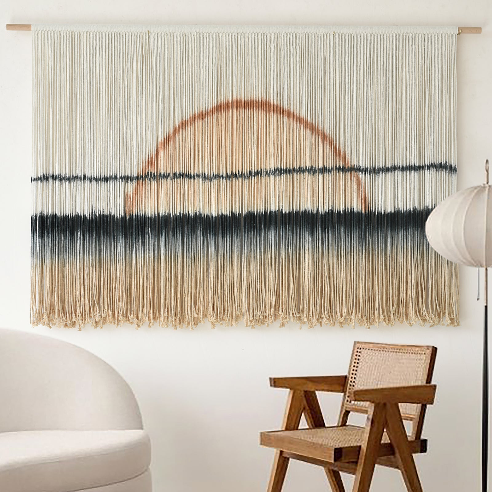 Sunset Dip Dye Boho Tapestry Handmade Woven Cotton Wall Art