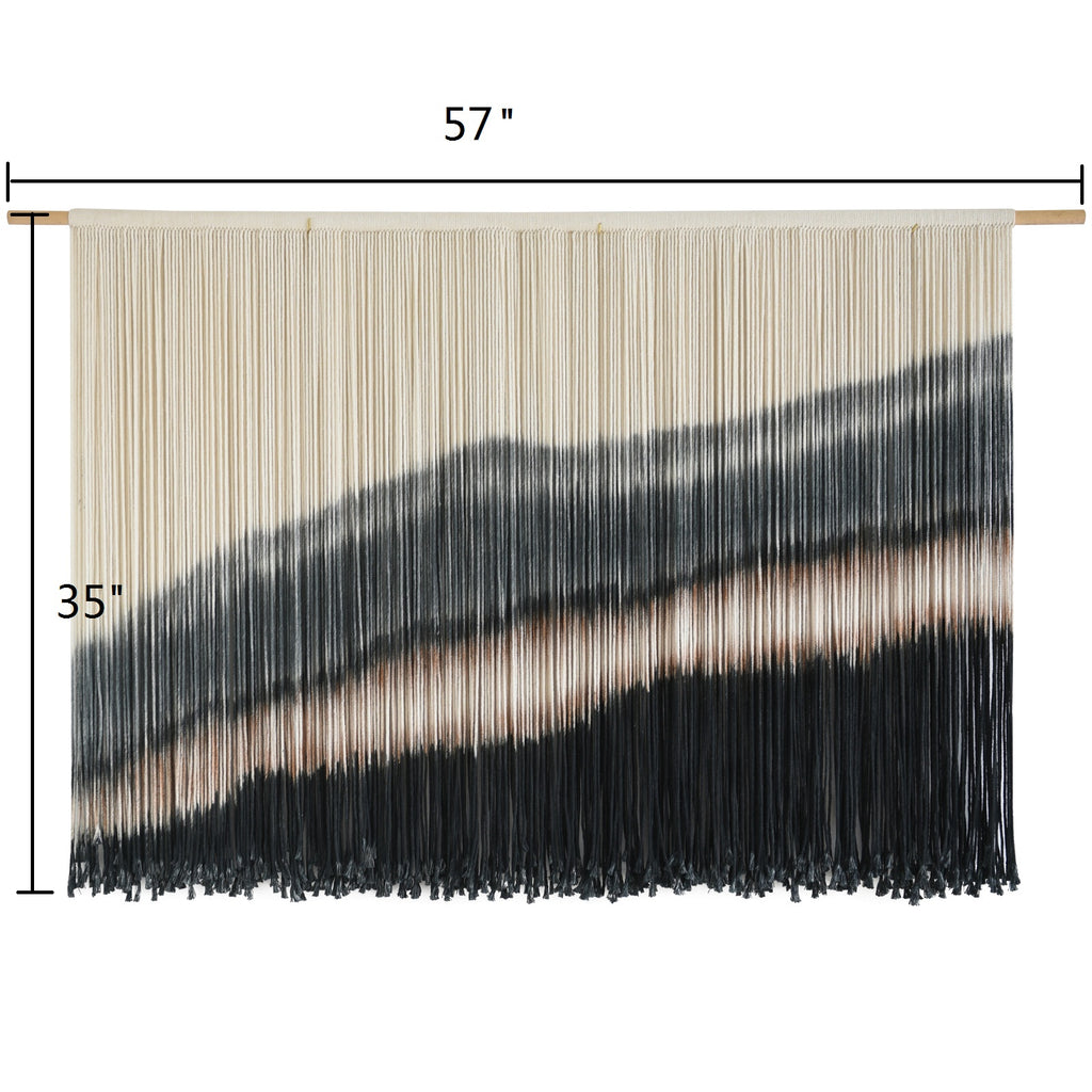Large Macrame Wall Hanging Boho Dip Dye Black