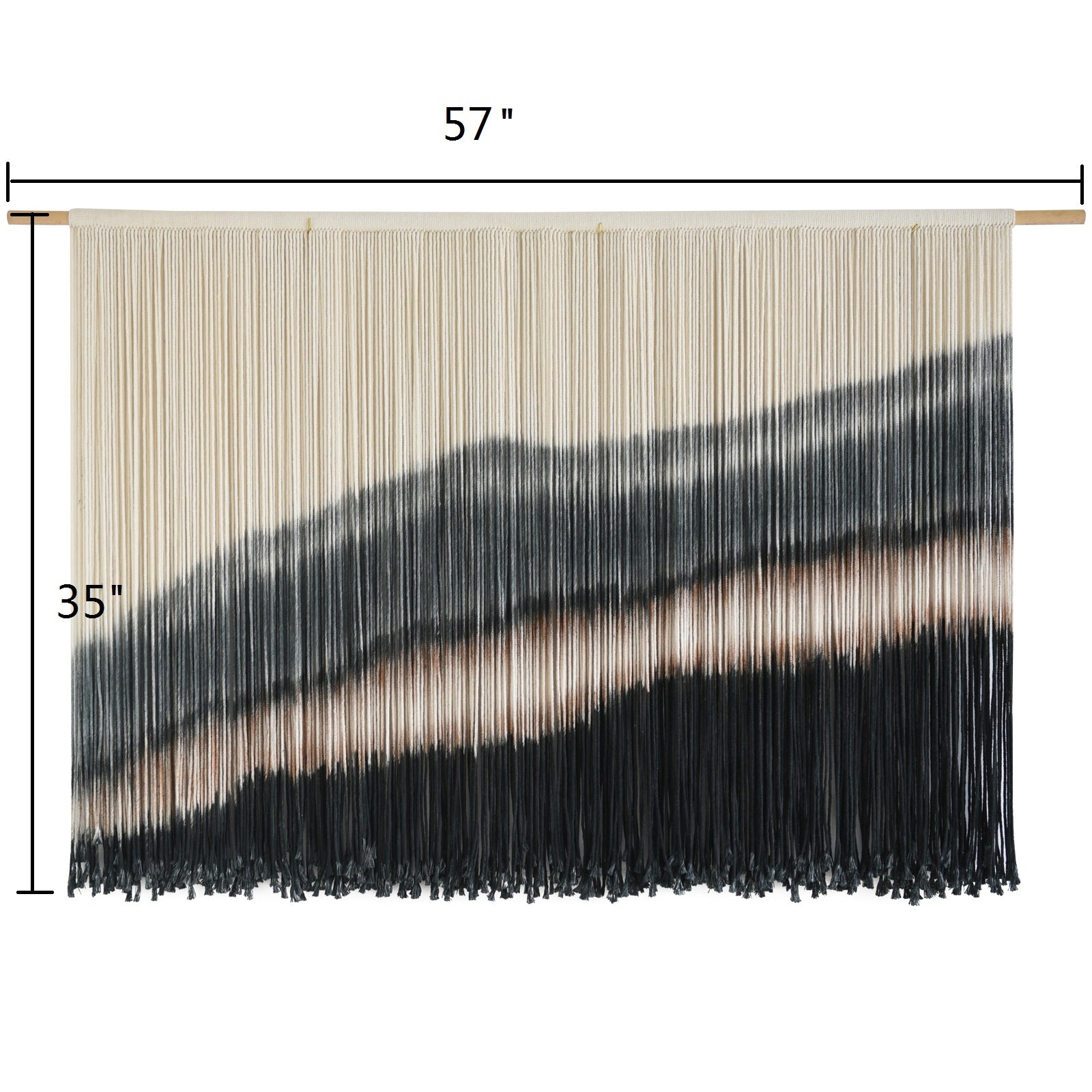 Large Macrame Wall Hanging Boho Dip Dye Black