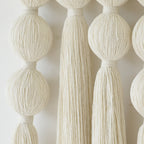 Macrame Wall Hanging Boho Wall Decor with Cotton Ball Tassels