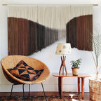 Macrame Wall Hanging Geometric Dip Dyed Brown Red Dark Brown