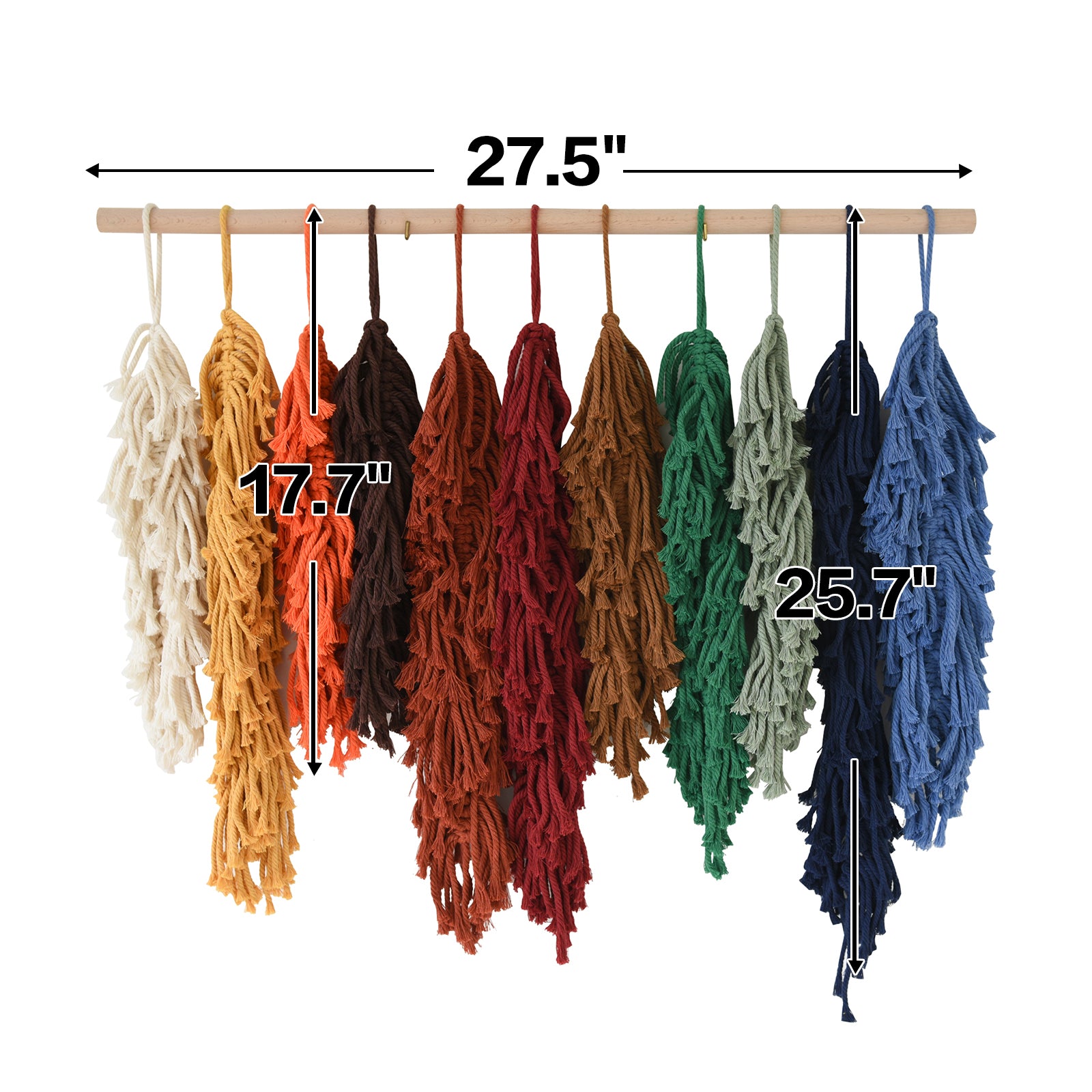 Jakalin Macrame Wall Hanging Leaf Colorful Yarn Feathers Boho Wall Decor