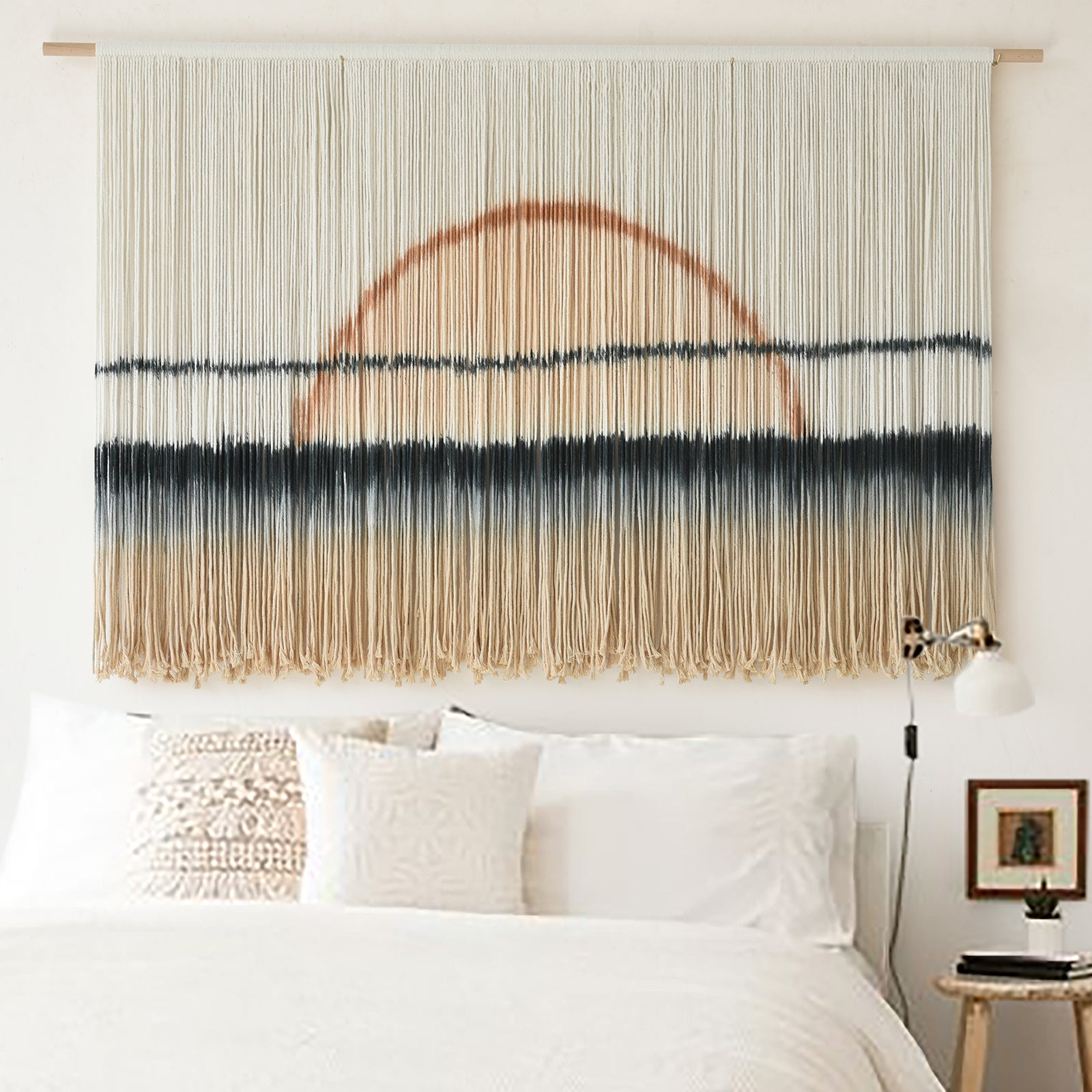 Sunset Dip Dye Boho Tapestry Handmade Woven Cotton Wall Art