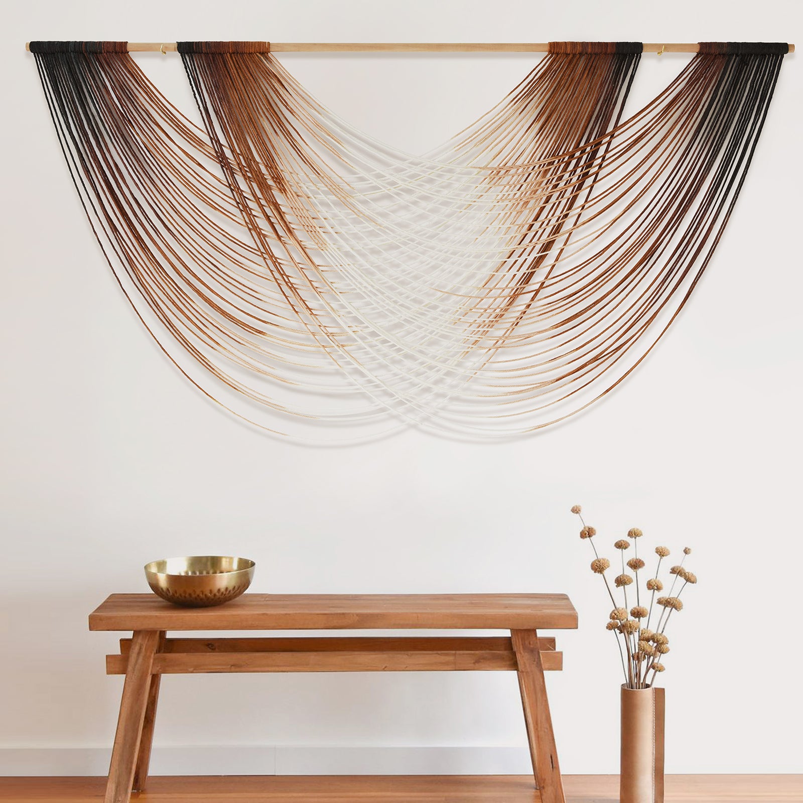 Macrame Wall Hanging Dip Dyed Large Fiber Wall Art Macrame Wall Decor Boho Bedroom Living Room Wall Decor,59" W x 35" L