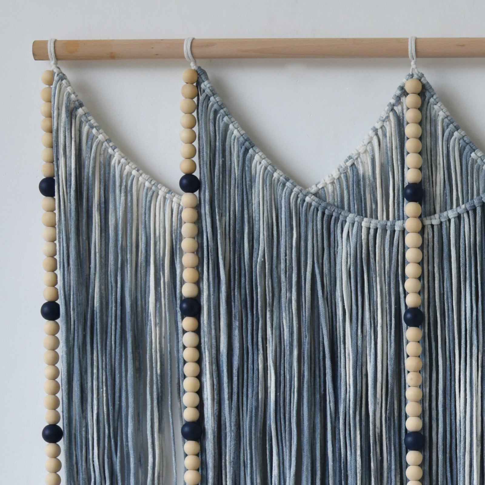 Macrame Wall Hanging Blue dip dye Handcrafted Decorative