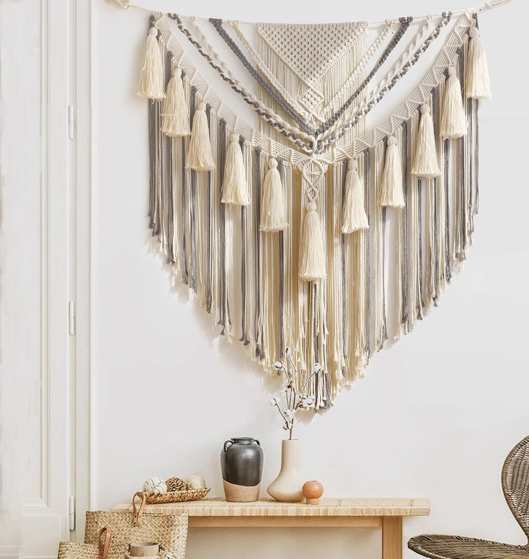 Macrame Wall Decor Panels Handmade Wall Art Home Living Room Bedroom Decor