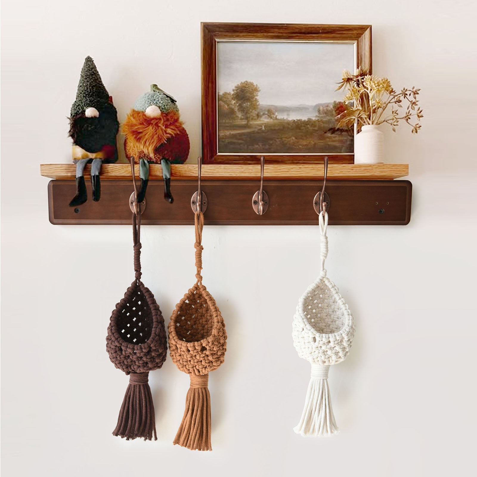 Macrame Basket Decor Set of 3 Boho Basket Decor for Home