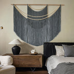 Macrame Wall Decir Large Grey Fiber Yarn Wall Art