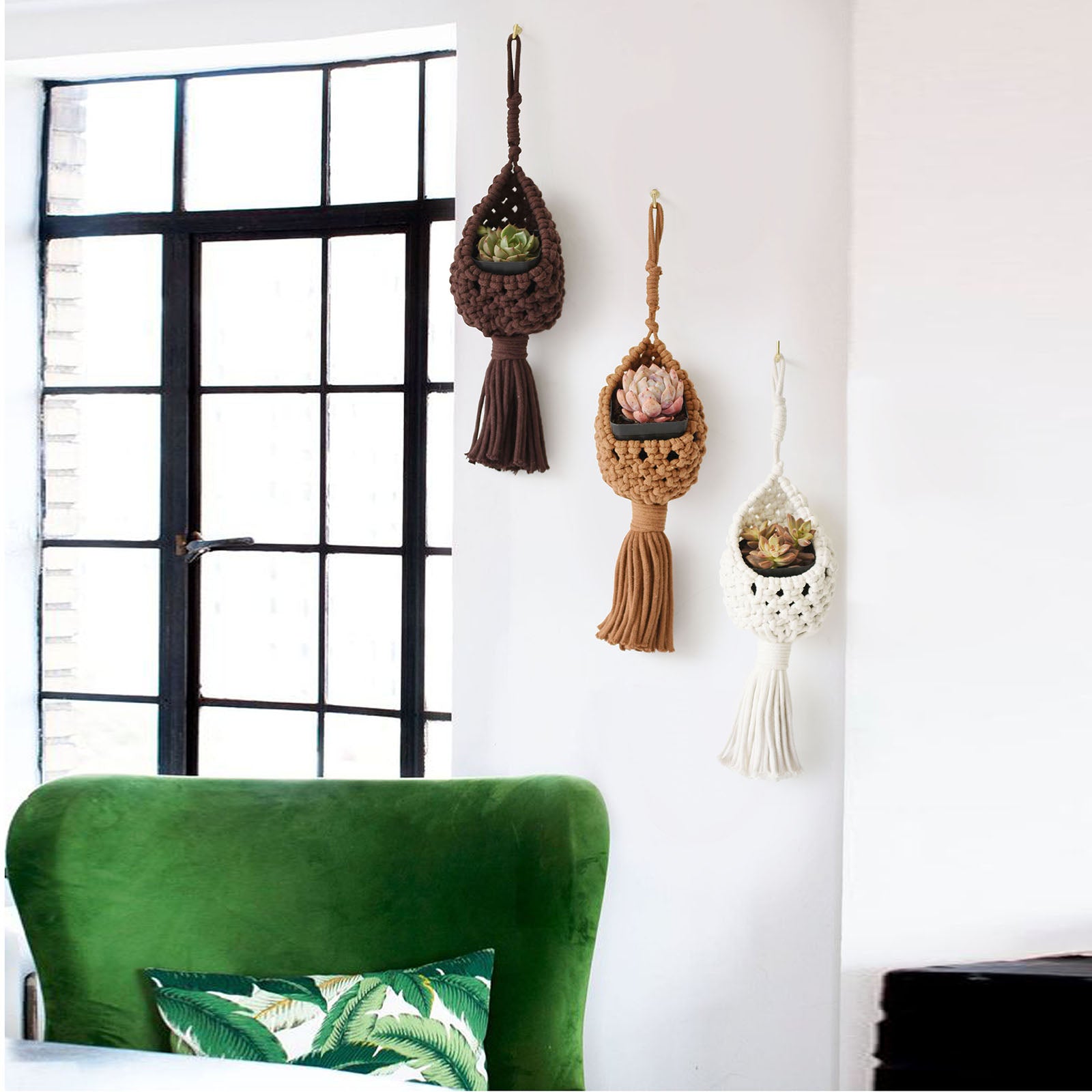 Macrame Basket Decor Set of 3 Boho Basket Decor for Home