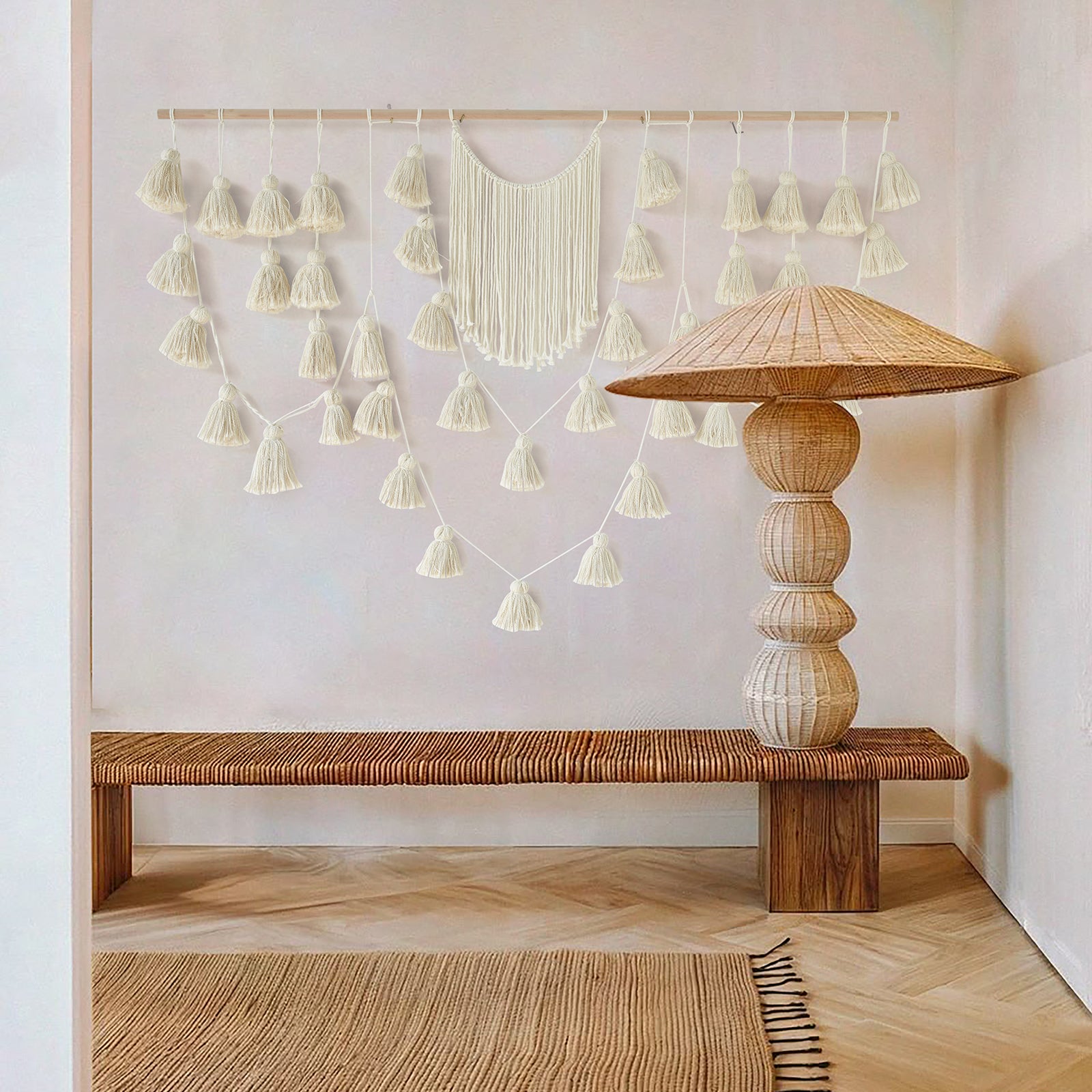 Macrame Wall Hanging Yarn Tassel Handmade Ivory