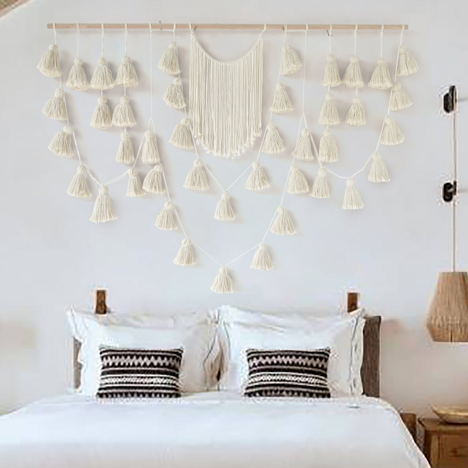 Macrame Wall Hanging Yarn Tassel Handmade Ivory