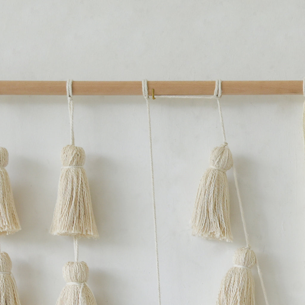 Macrame Wall Hanging Yarn Tassel Handmade Ivory