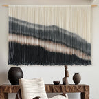 Large Macrame Wall Hanging Boho Dip Dye Black