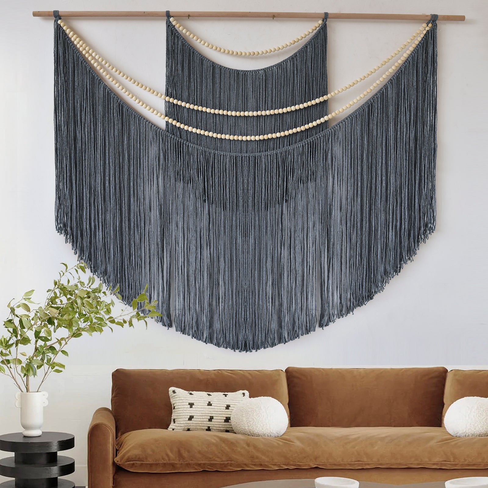 Macrame Wall Decir Large Grey Fiber Yarn Wall Art