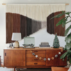 Macrame Wall Hanging Geometric Dip Dyed Brown Red Dark Brown