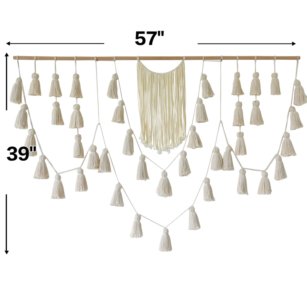 Macrame Wall Hanging Yarn Tassel Handmade Ivory