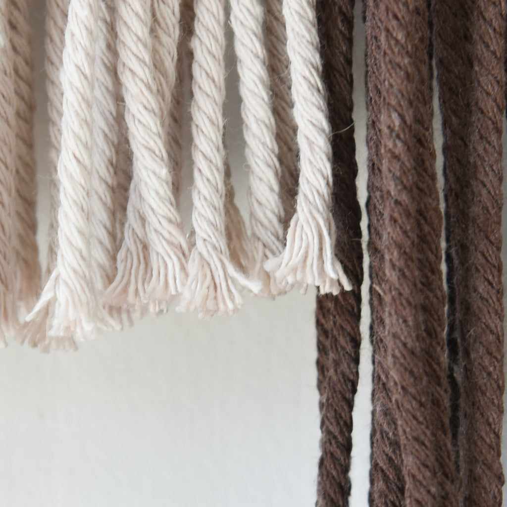 Macrame Wall Hanging Geometric Dip Dyed Brown Red Dark Brown