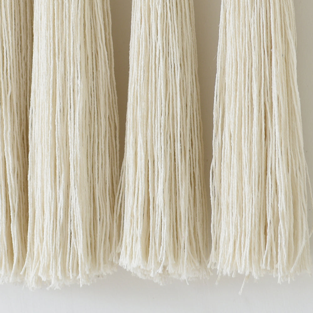 Macrame Wall Hanging Boho Wall Decor with Cotton Ball Tassels
